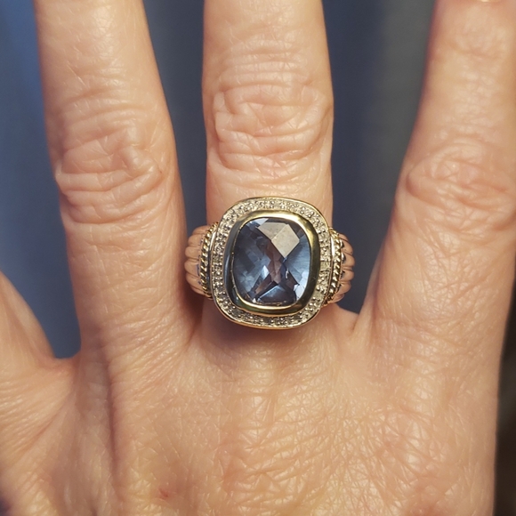 Sliver plated Swarovski crystal topaz ring - Picture 5 of 7